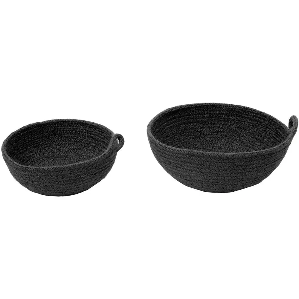 Round Jute Basket 2 Pack - Black