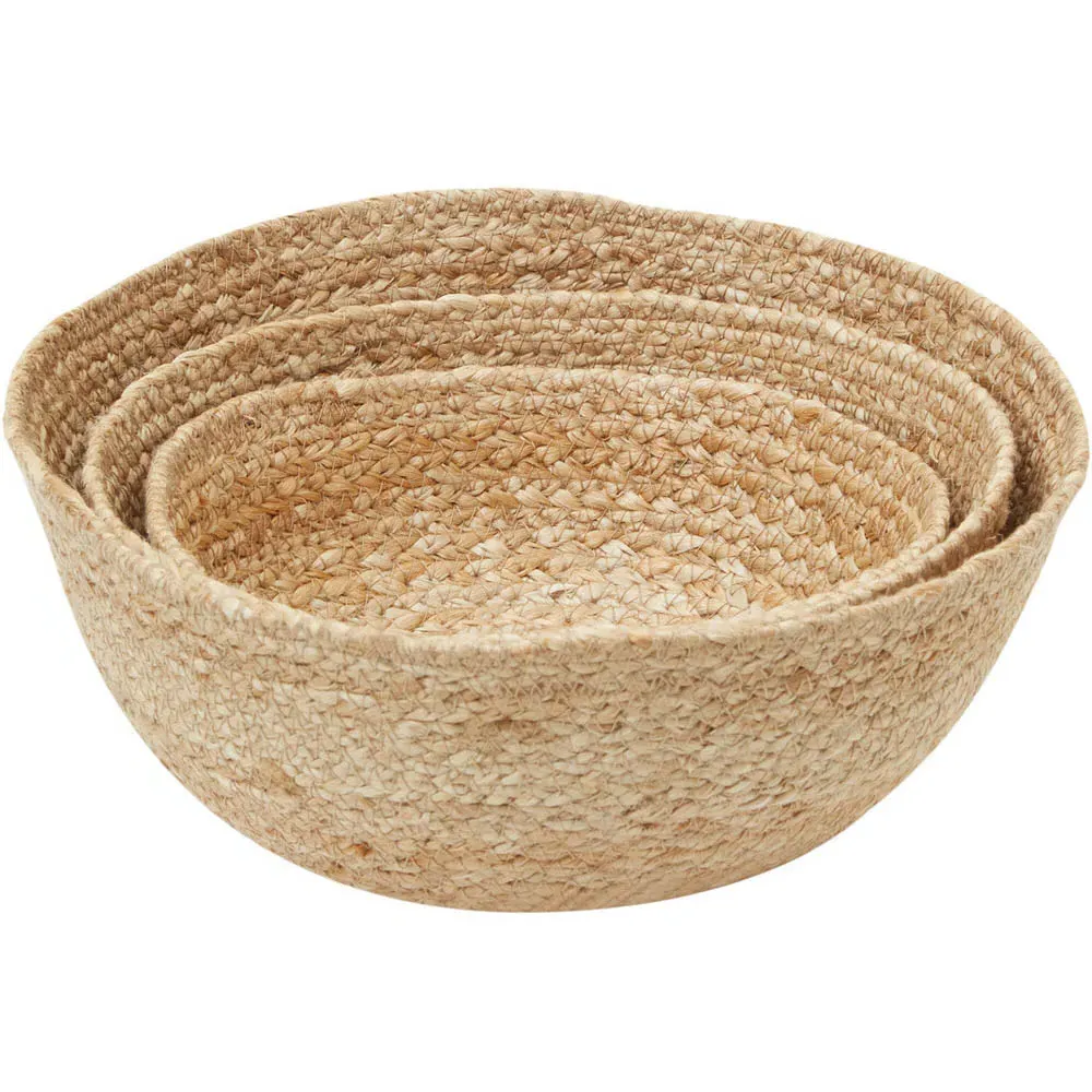 Round Jute Basket 3 Pack - Brown