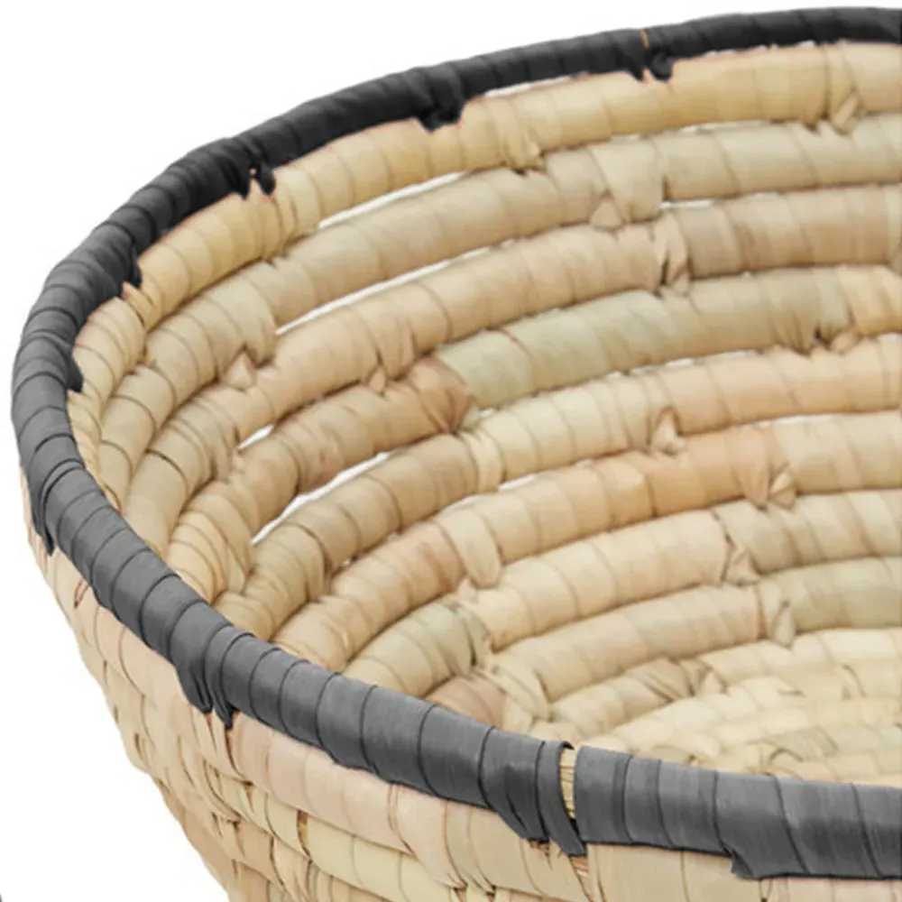 Round Palm Leaf Basket 3 Pack - Black