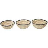 Round Palm Leaf Basket 3 Pack - Black