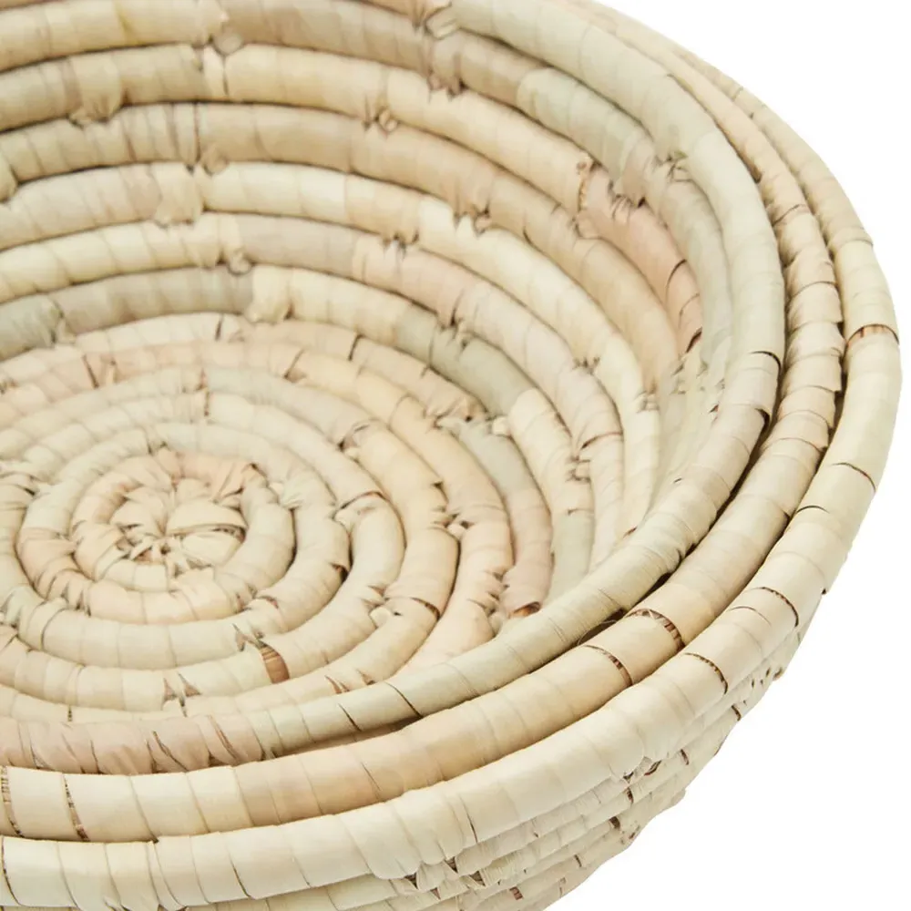 Round Palm Leaf Basket 3 Pack - Brown