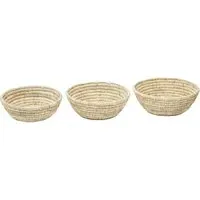 Round Palm Leaf Basket 3 Pack - Brown