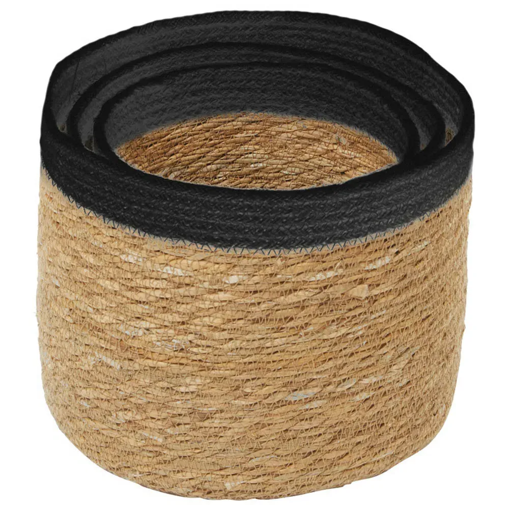 Round Seagrass Basket 3 Pack - Natural, Black