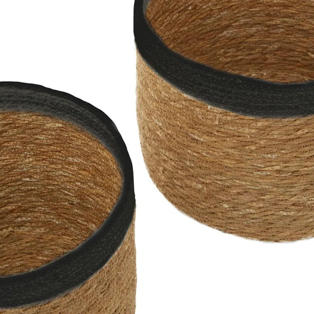 Round Seagrass Basket 3 Pack - Natural, Black