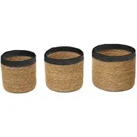Round Seagrass Basket 3 Pack - Natural, Black
