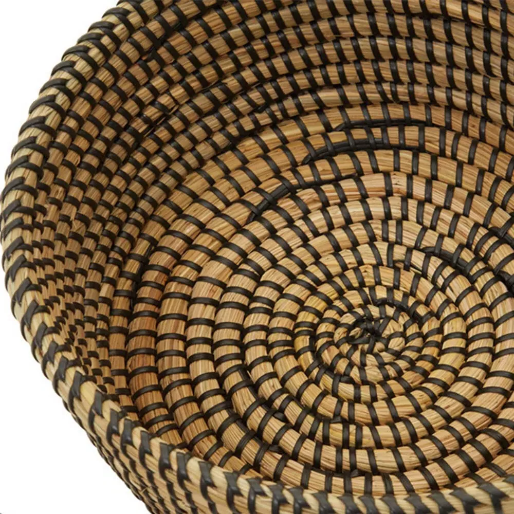 Round Straw Basket 3 Pack with Black Detail
