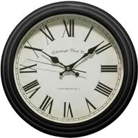 Round Wall Clock with Roman Numerals - Black, 36cm
