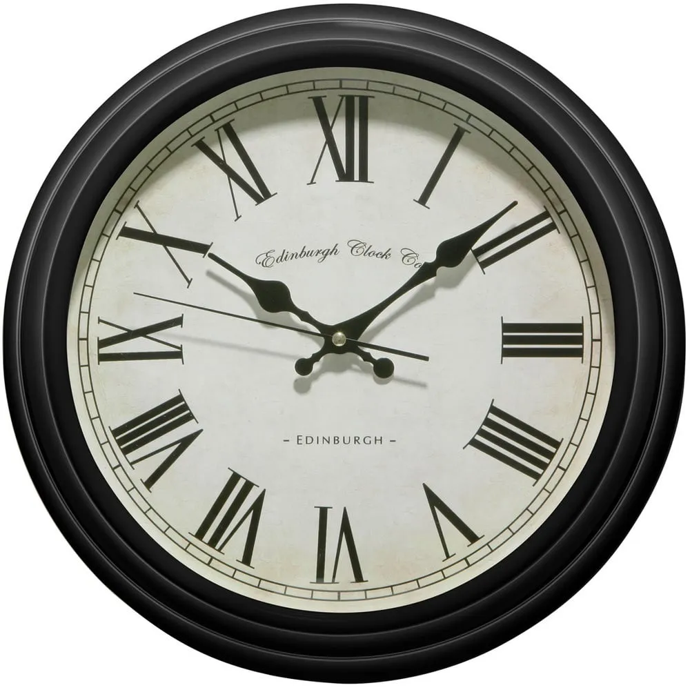 Round Wall Clock with Roman Numerals - Black, 36cm image