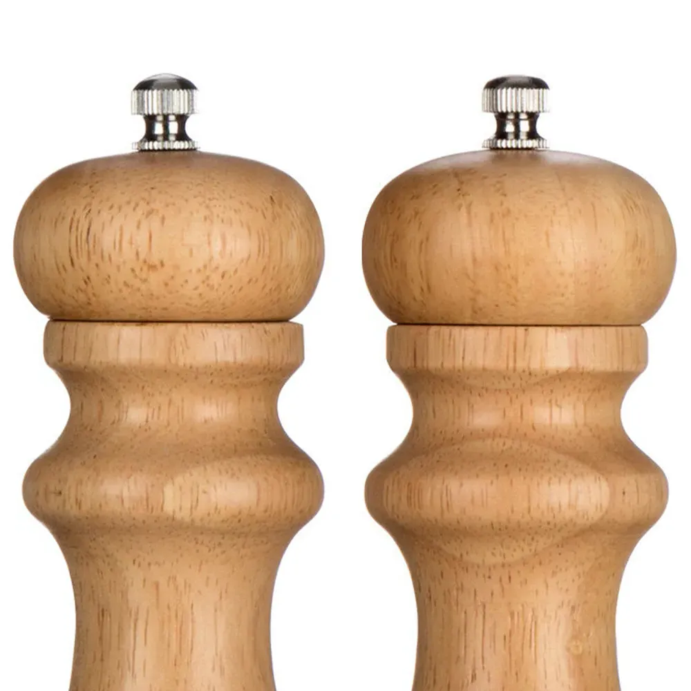 Rubberwood Salt and Pepper Mill Set 17cm
