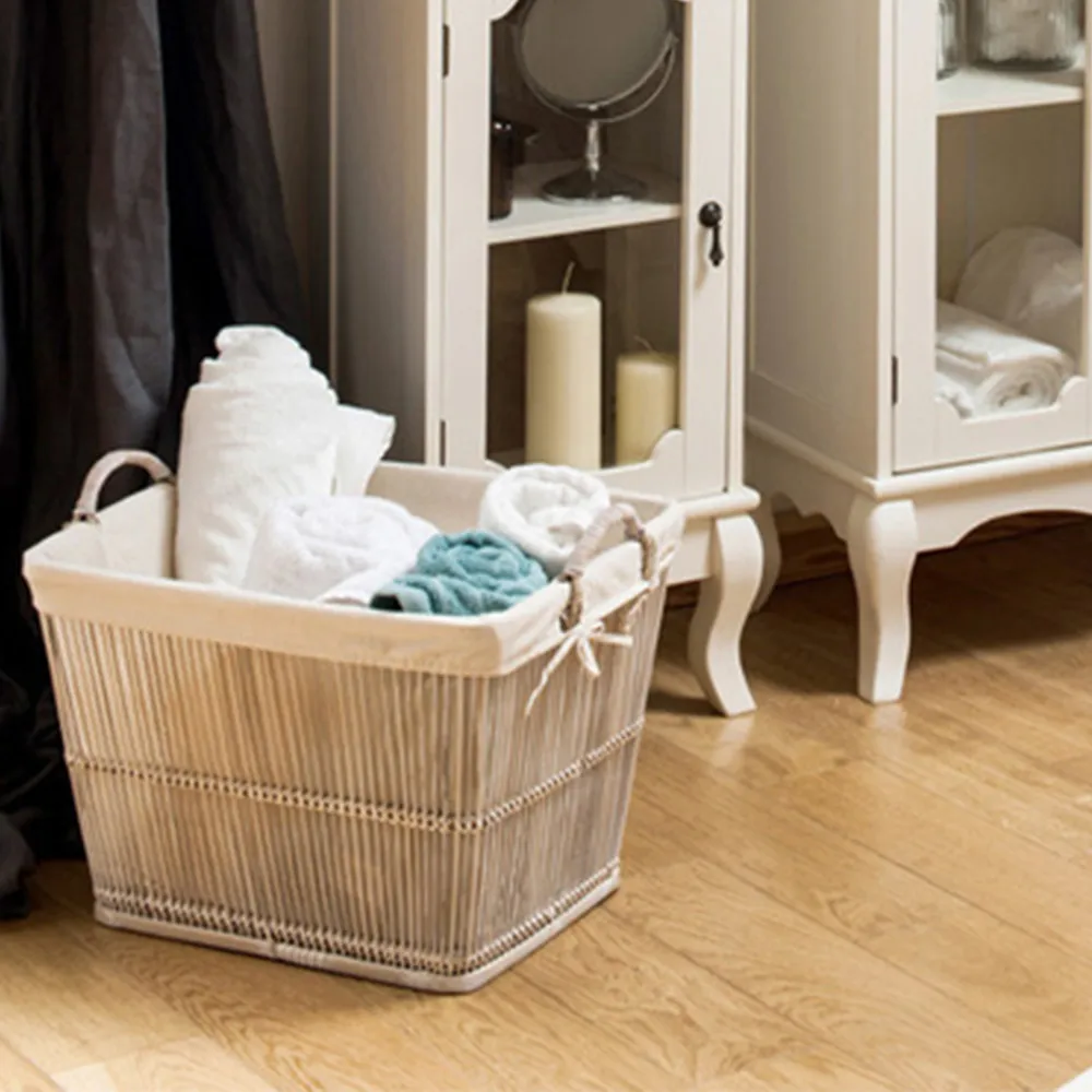 Rustic Storage Baskets Set of 2 - White, Rattan