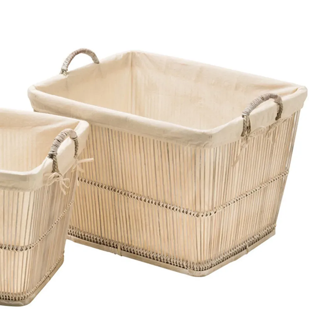 Rustic Storage Baskets Set of 2 - White, Rattan