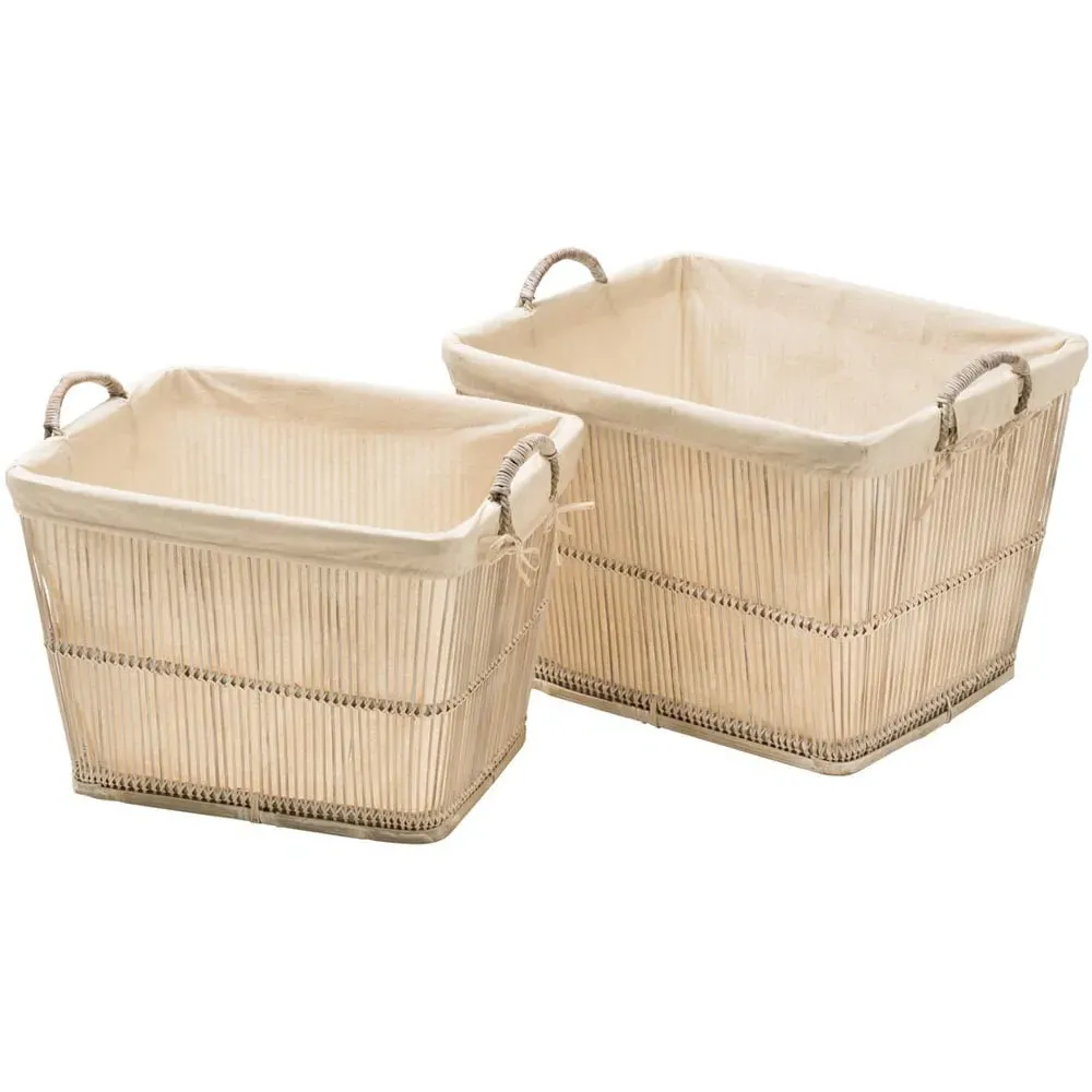 Rustic Storage Baskets Set of 2 - White, Rattan image