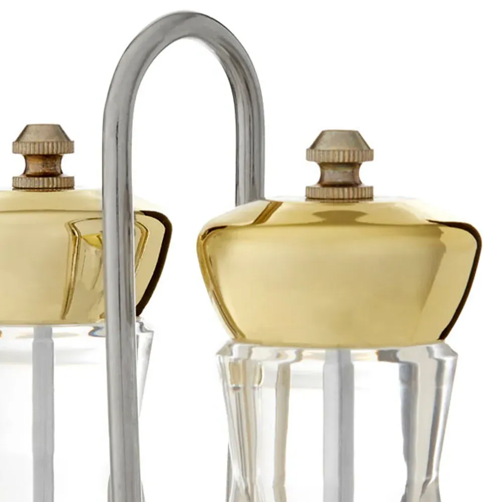 Salt and Pepper Gold Mill Set with Stand - Gold
