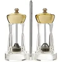 Salt and Pepper Gold Mill Set with Stand - Gold