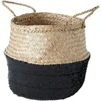 Small Seagrass Basket with Sequin Base - Black, Seagrass