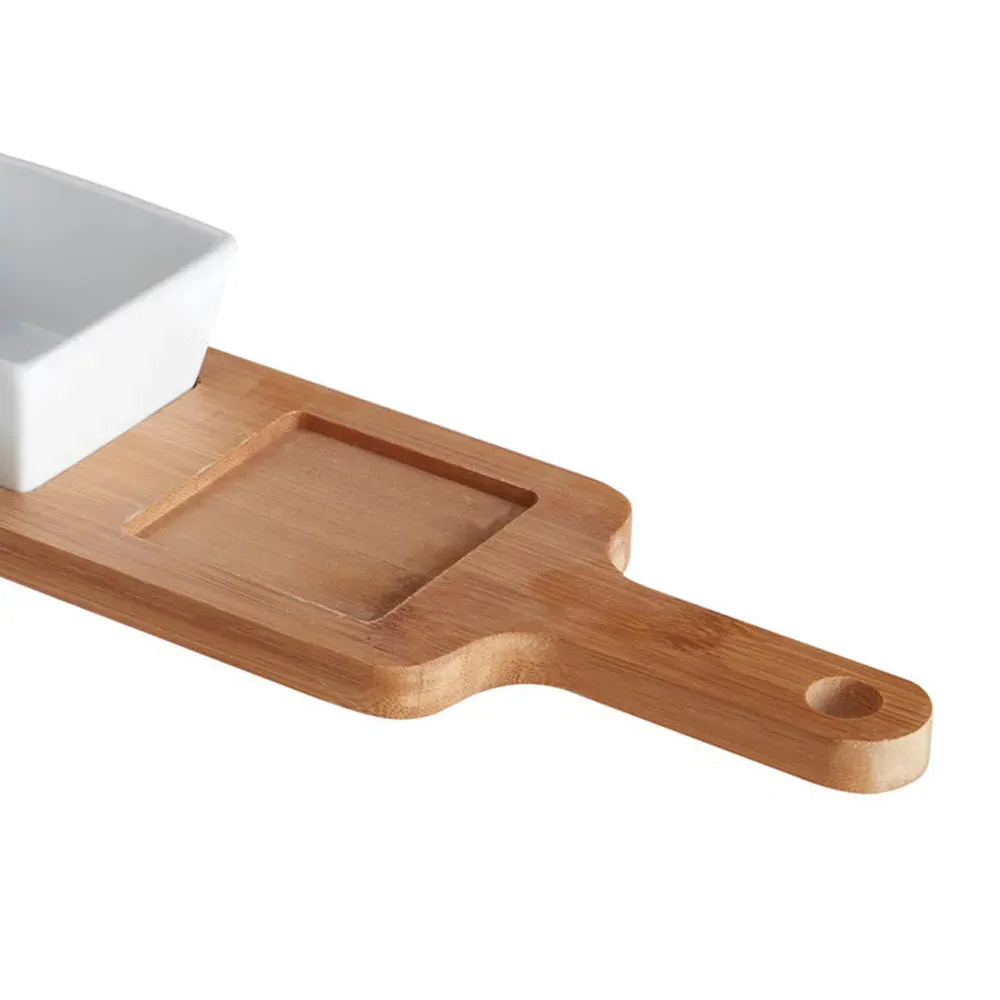 Soiree Serving Board with Dishes - White, Bamboo