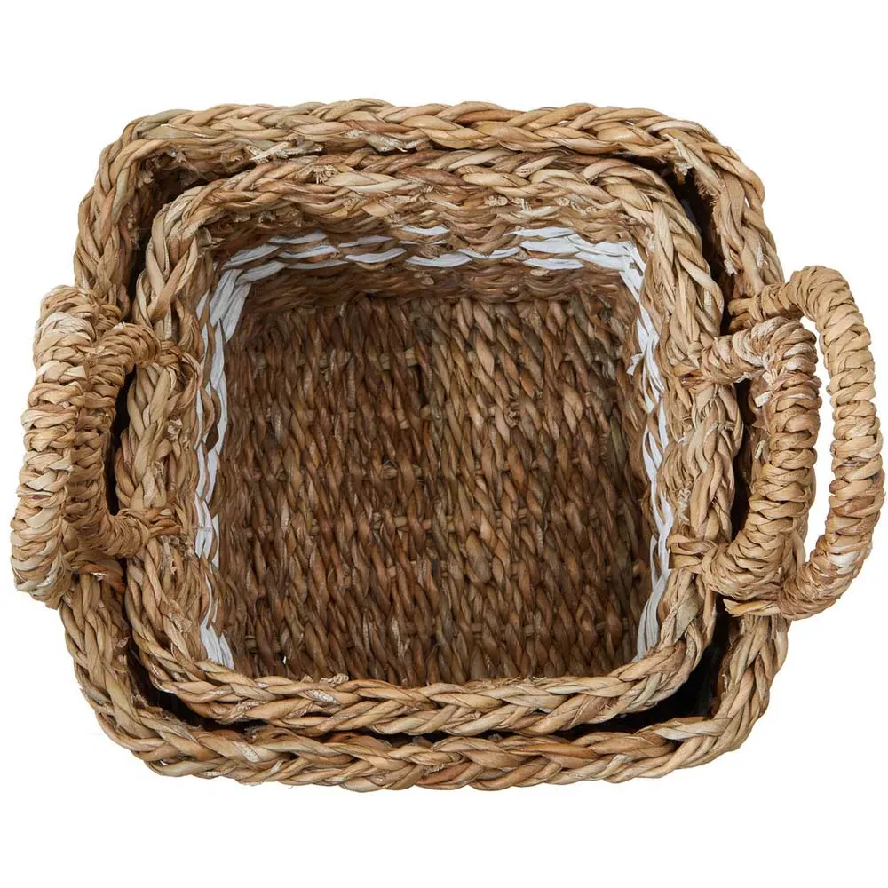 Square Seagrass Basket 2 Pack with Handles - Natural, Brown