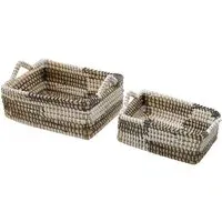 Square Straw Basket 2 Pack - White, Black