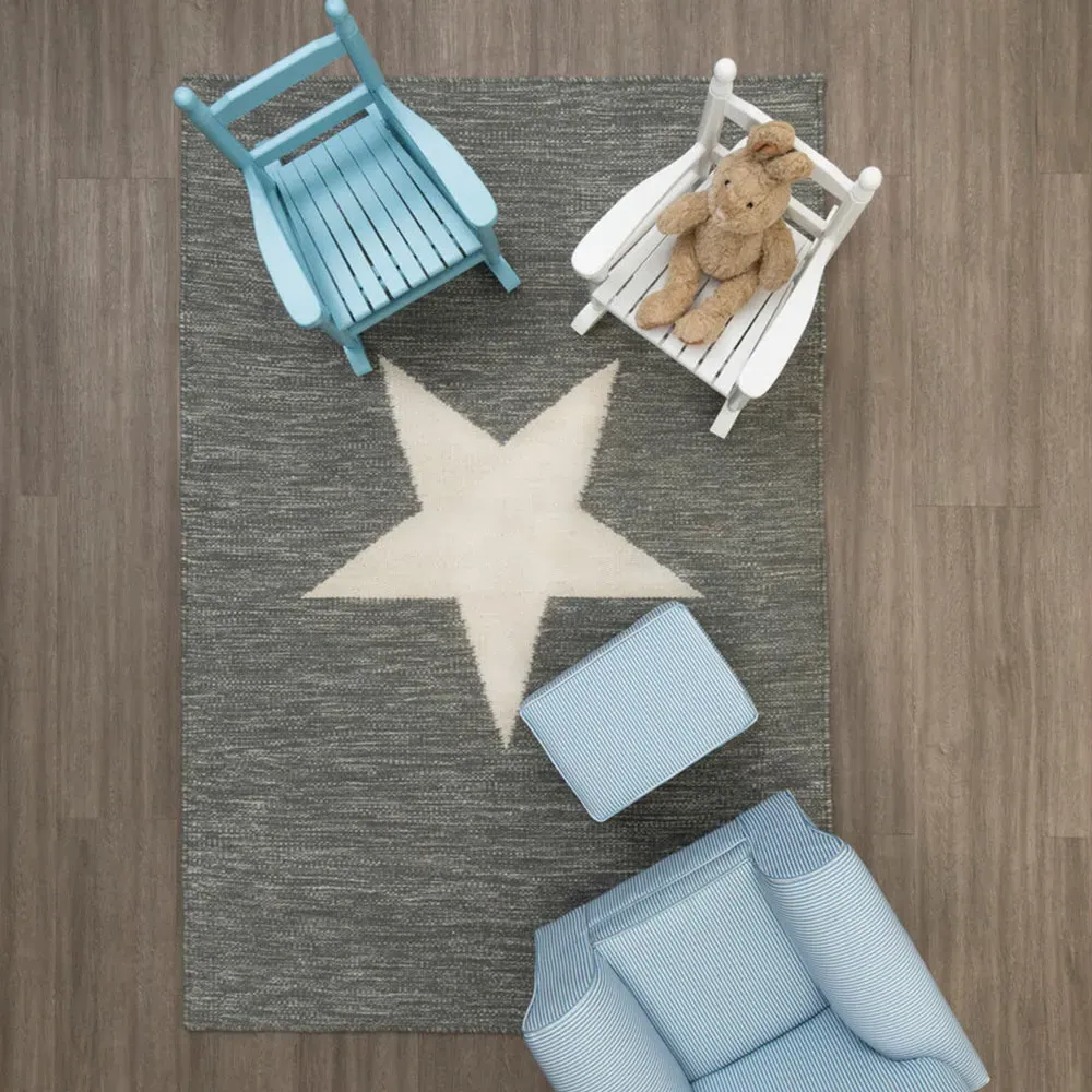Star Rug - Grey, Cotton Wool