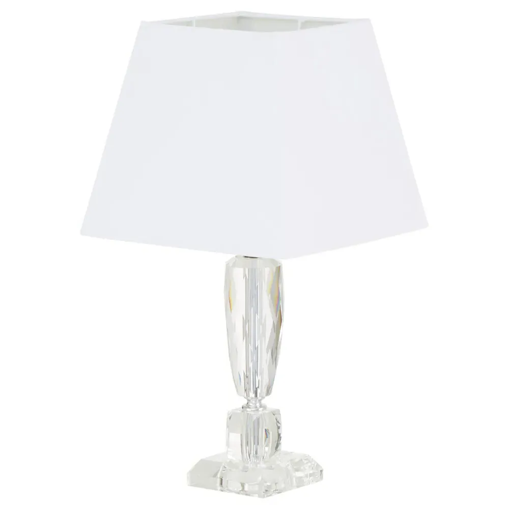Stepped Base Table Lamp - Silver, Crystal