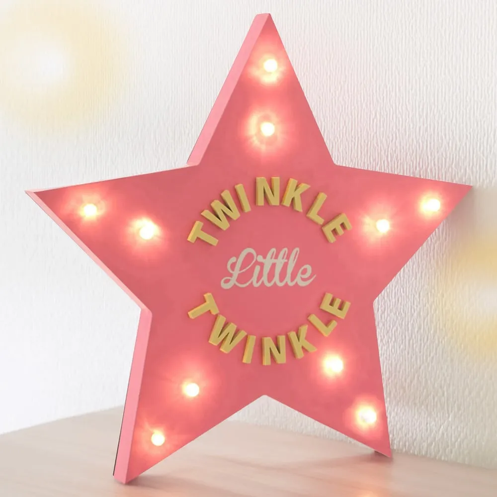 Twinkle Twinkle LED Light Star - Pink, Polystyrene