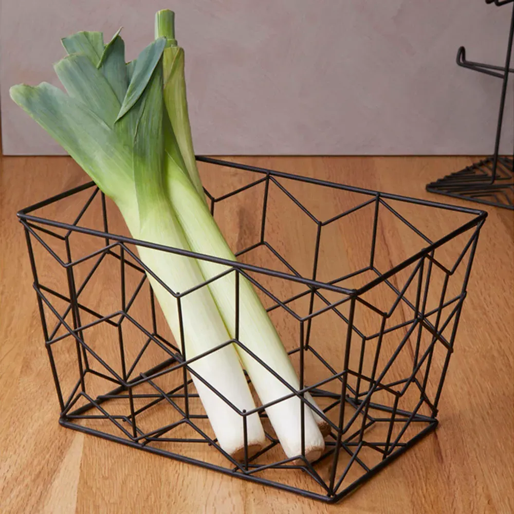 Vertex Contour Storage Basket - Black, Metal Wire