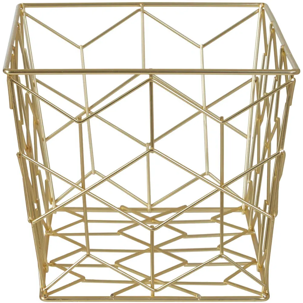 Vertex Contour Storage Basket - Gold, Metal Wire