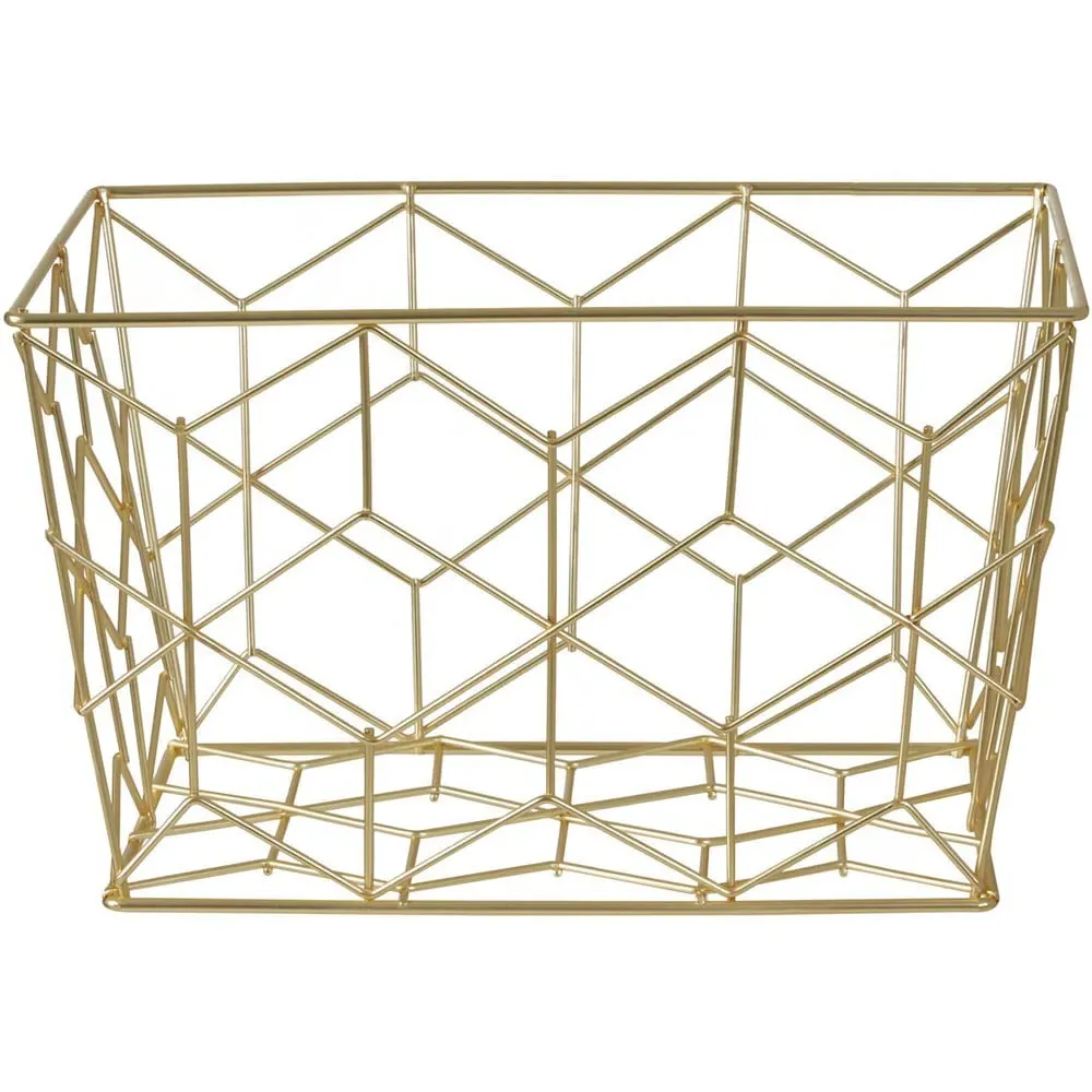 Vertex Contour Storage Basket - Gold, Metal Wire