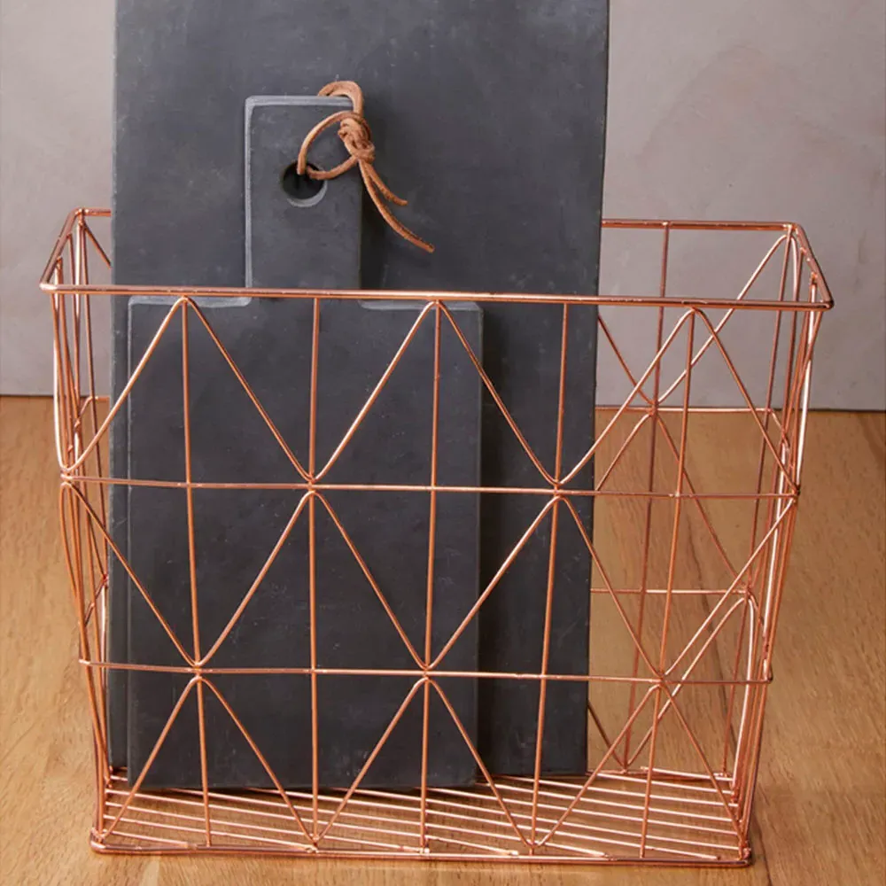 Vertex Rectangular Wire Basket - Brown, Copper