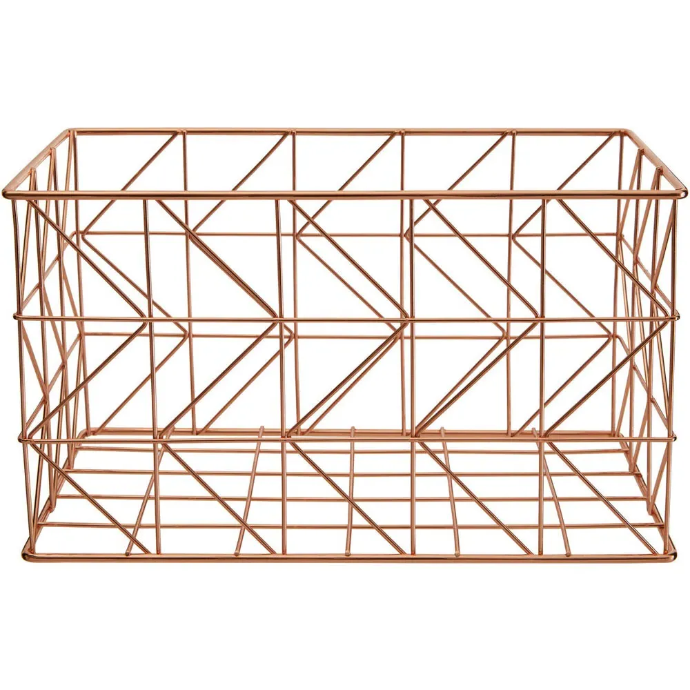 Vertex Rectangular Wire Basket - Brown, Copper