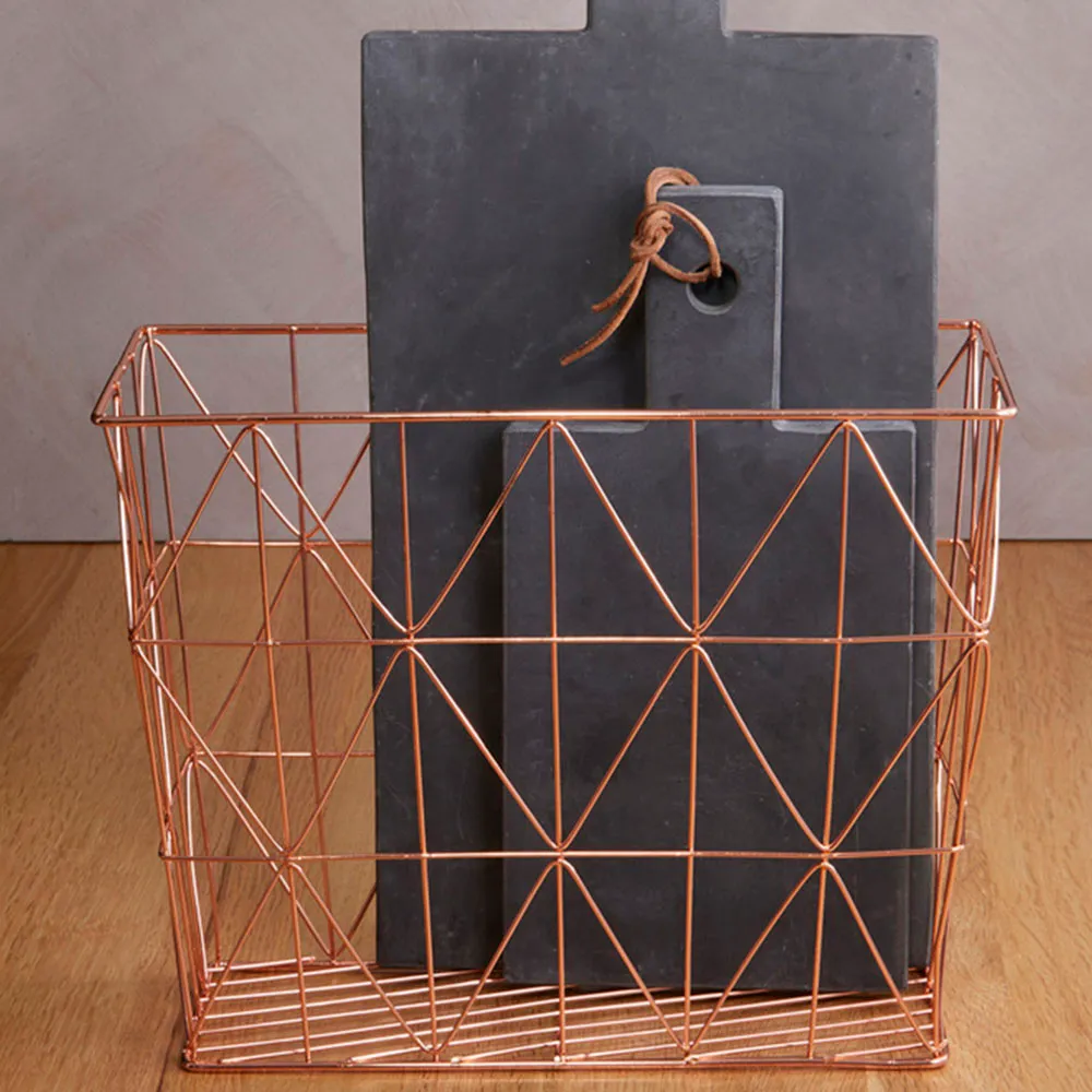 Vertex Rectangular Wire Basket - Brown, Copper