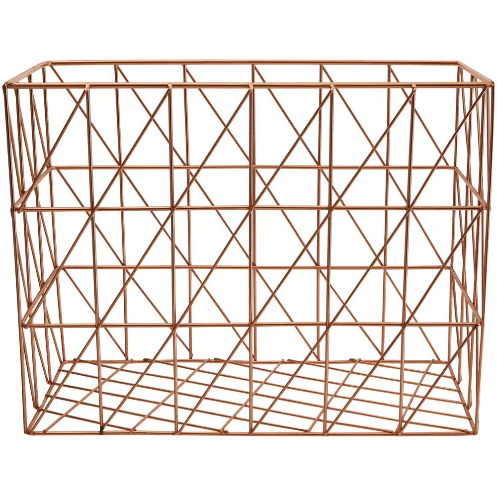 Vertex Rectangular Wire Basket - Brown, Copper