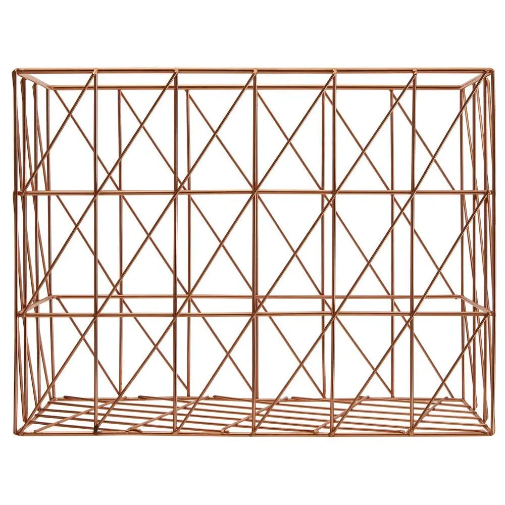 Vertex Rectangular Wire Basket - Brown, Copper