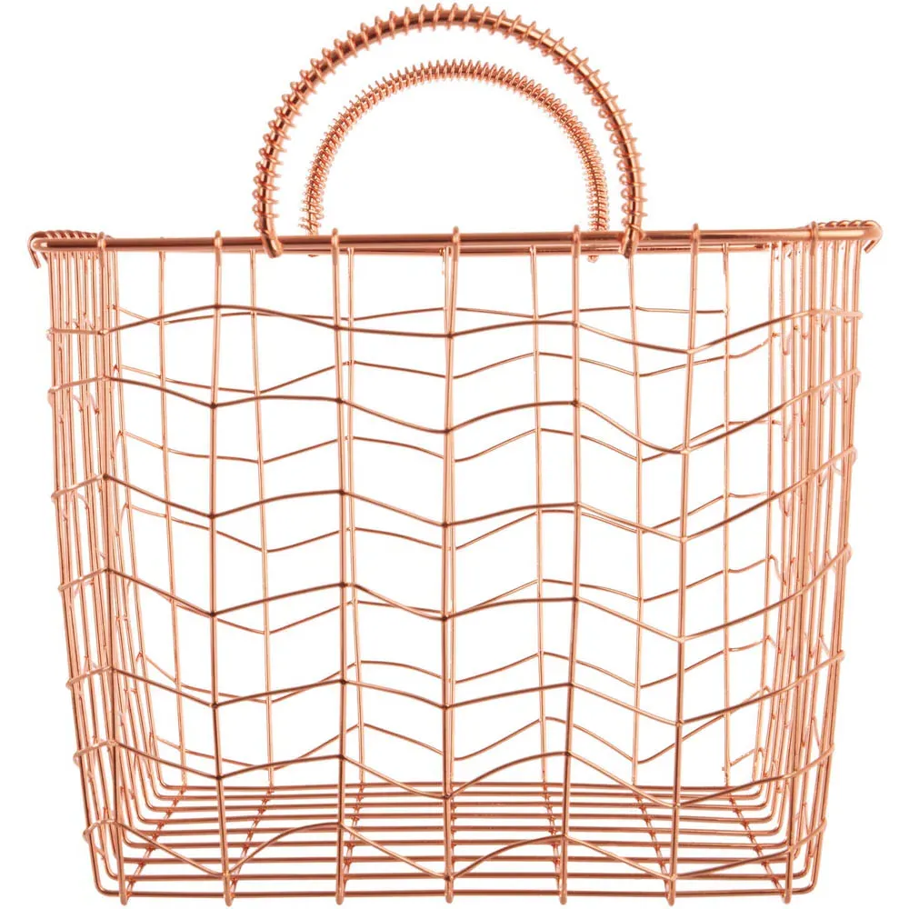 Vertex Rectangular Wire Basket with Handles - Brown