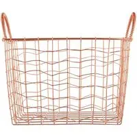 Vertex Rectangular Wire Basket with Handles - Brown