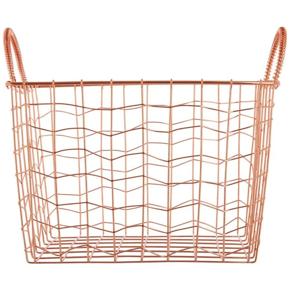 Vertex Rectangular Wire Basket with Handles - Brown