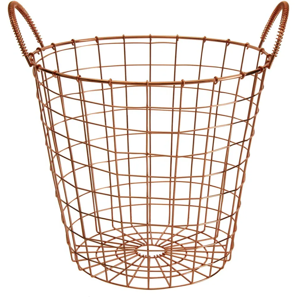 Vertex Round Wire Basket with Handles - Brown, Copper