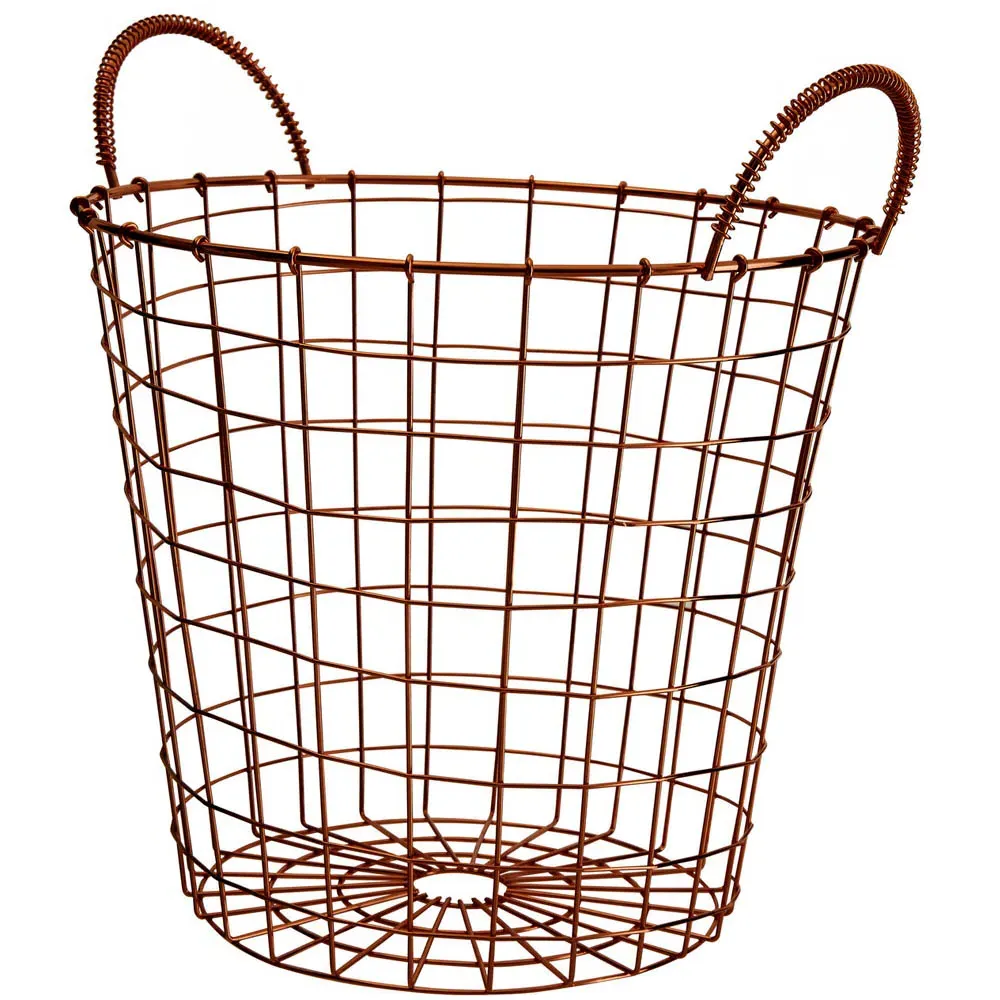 Vertex Round Wire Basket with Handles - Brown, Copper