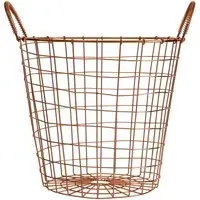 Vertex Round Wire Basket with Handles - Brown, Copper