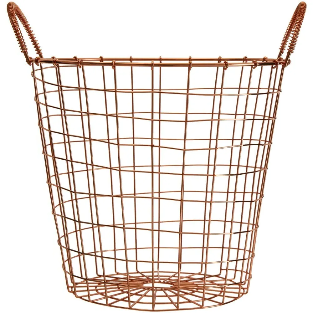 Vertex Round Wire Basket with Handles - Brown, Copper