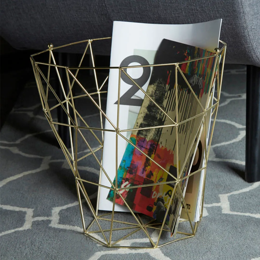 Vertex Tall Storage Basket - Gold, Iron Wire