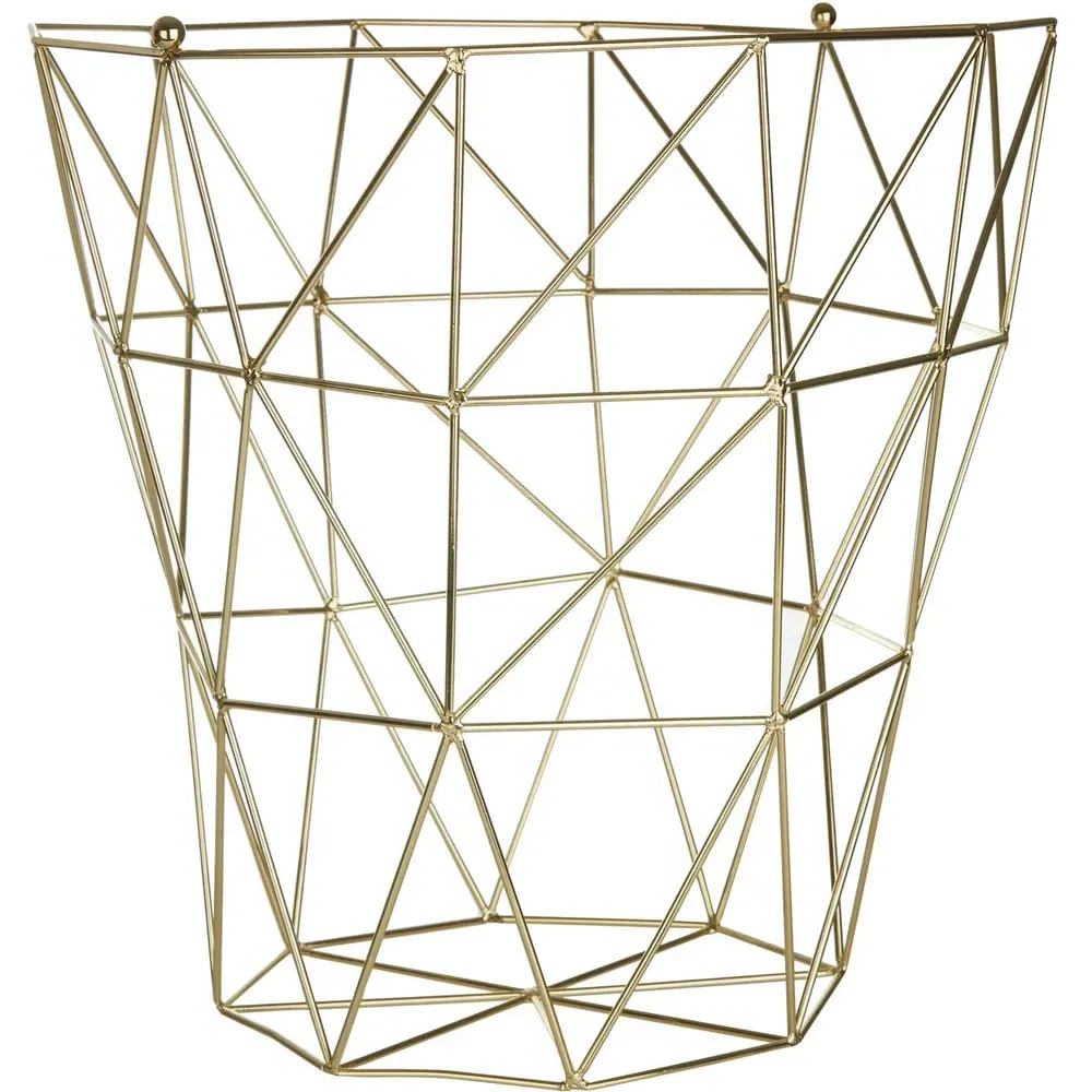 Vertex Tall Storage Basket - Gold, Iron Wire