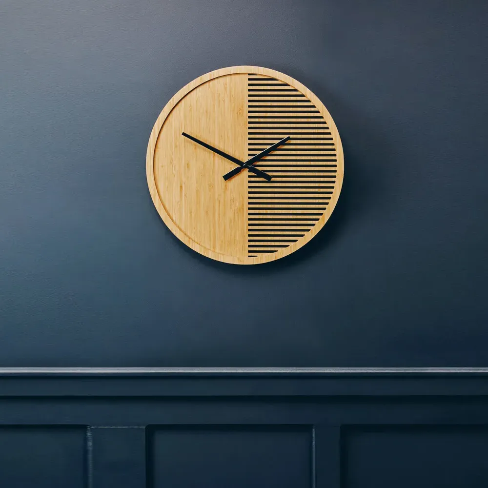 Vitus Large Round Wall Clock - Brown, Wood