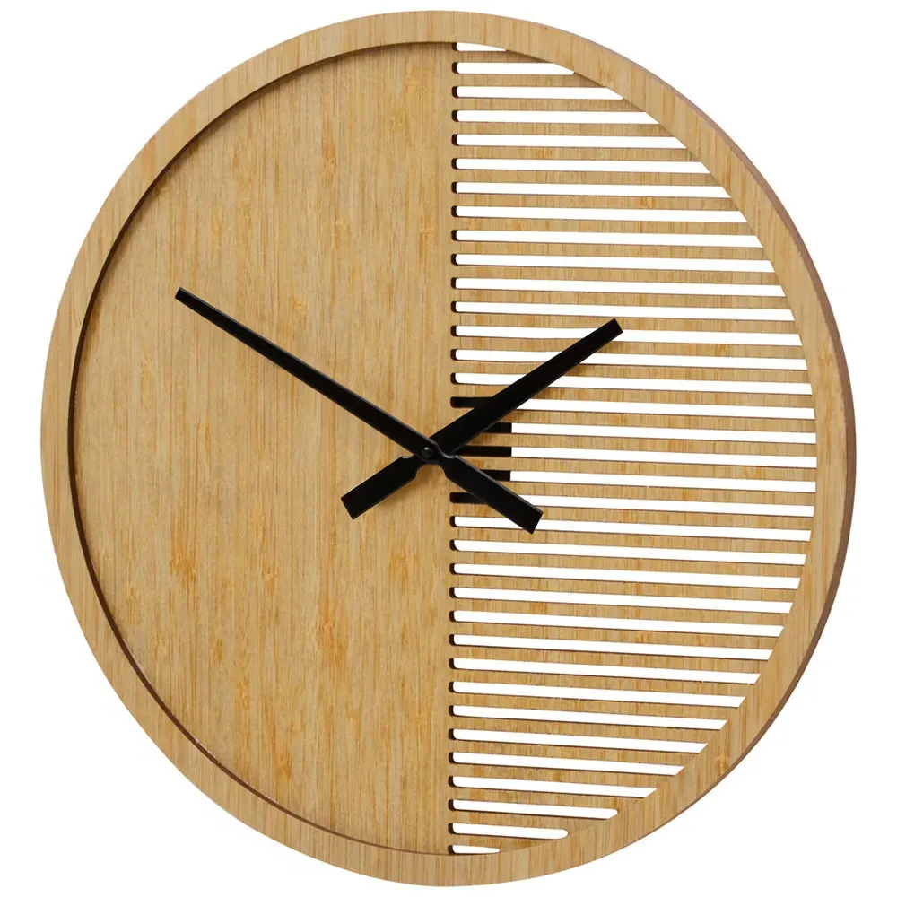 Vitus Large Round Wall Clock - Brown, Wood