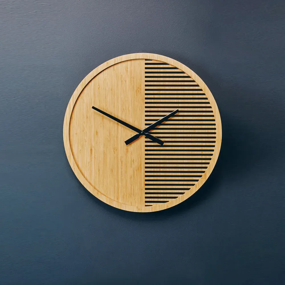 Vitus Large Round Wall Clock - Brown, Wood