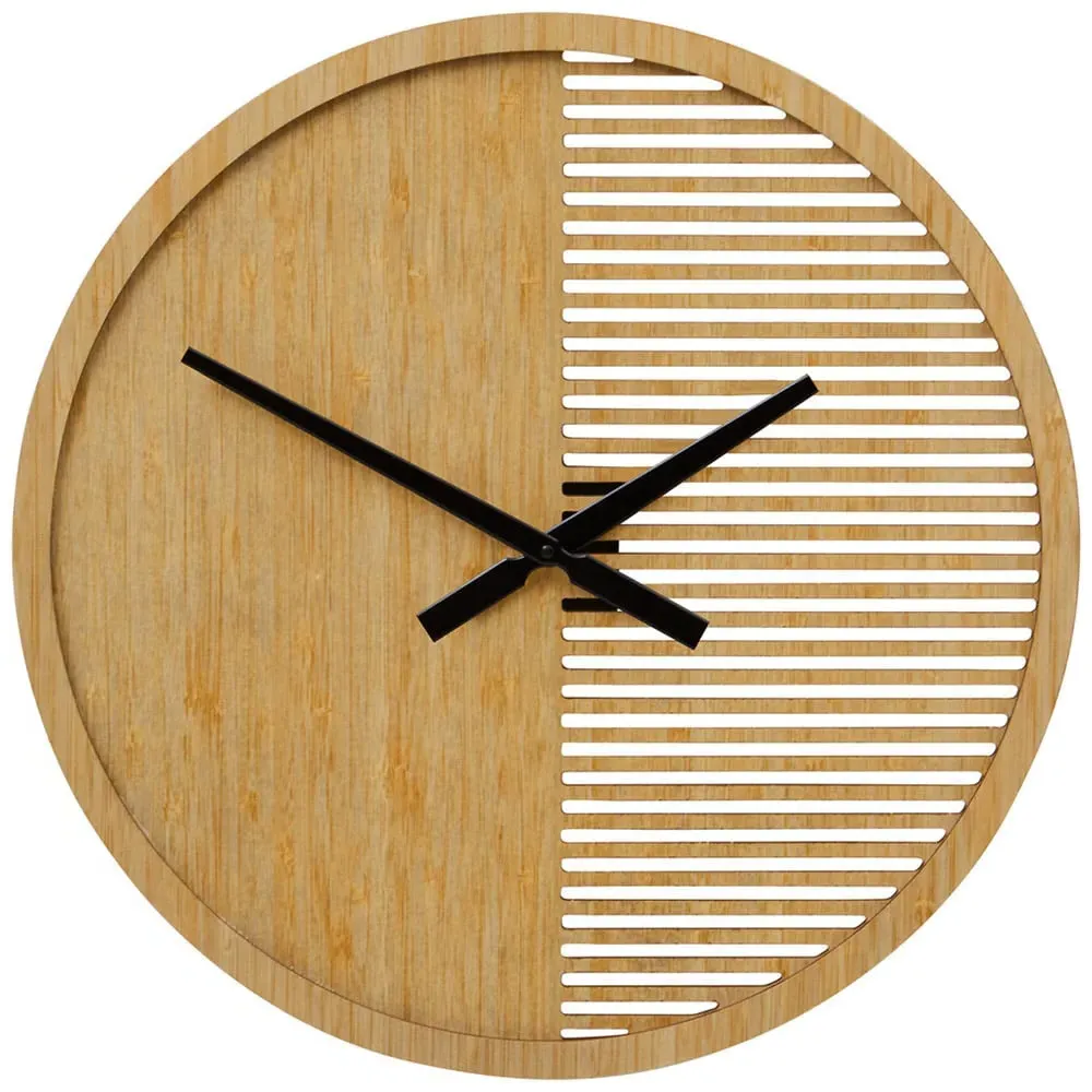 Vitus Large Round Wall Clock - Brown, Wood