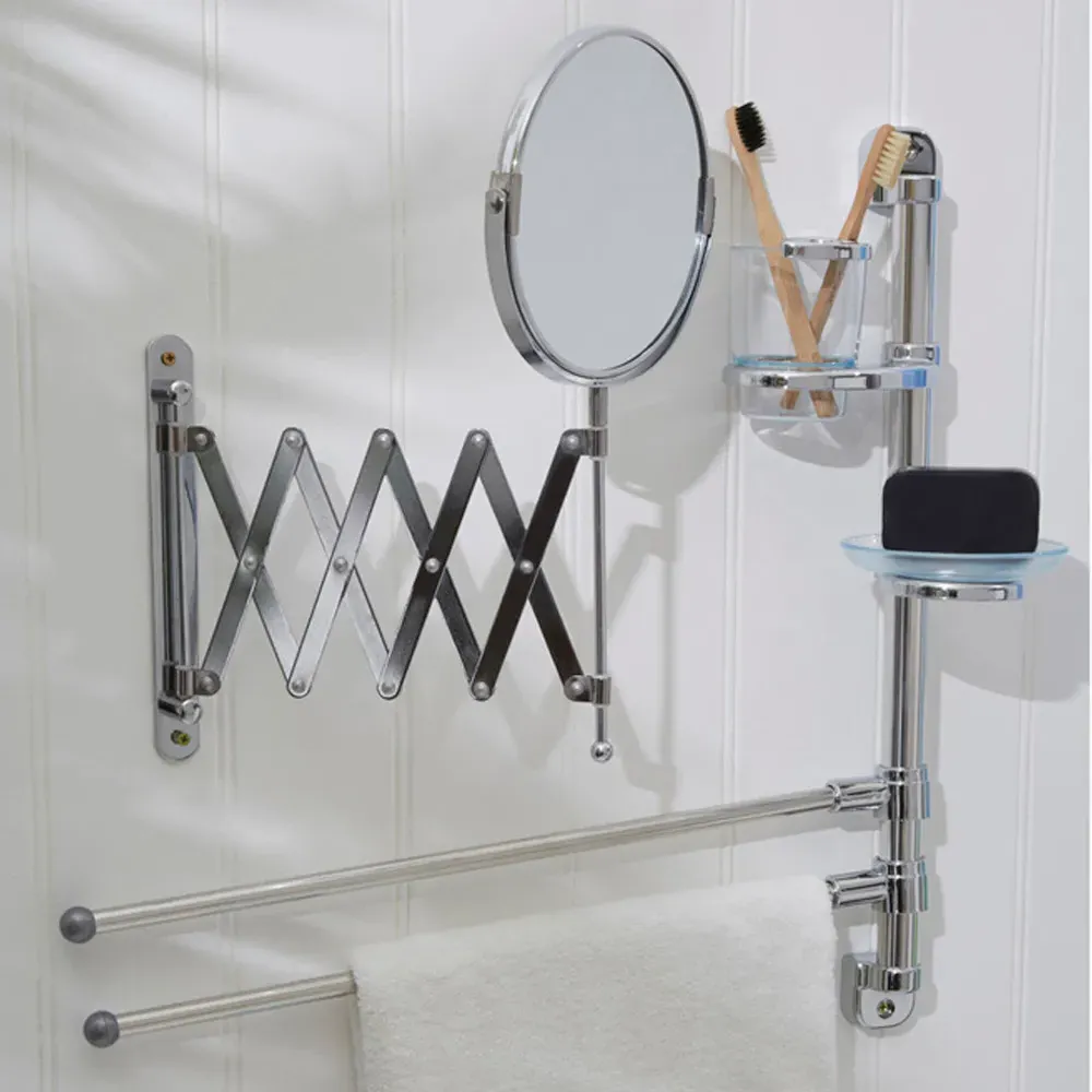 Wall Mountable 2 Tier Towel Rail with Soap Dish - Silver