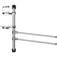 Wall Mountable 2 Tier Towel Rail with Soap Dish - Silver