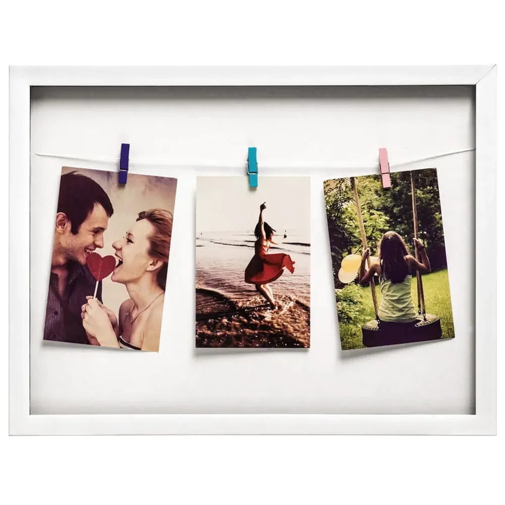 Washing Line Photo Frame - White image