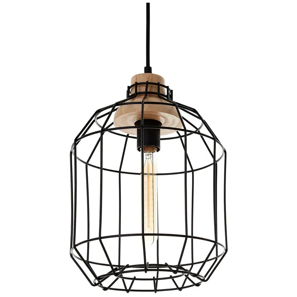Wire Cage Pendant Light - Black, Iron